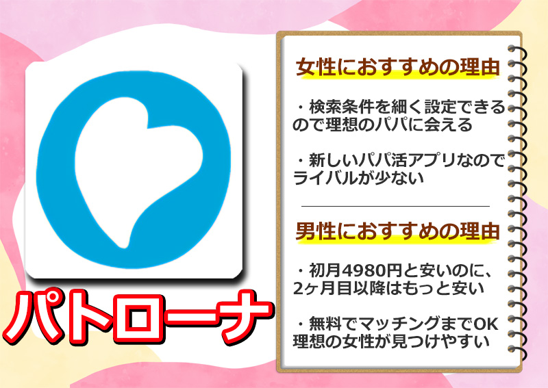 パパ活アプリでパトローナがおすすめの理由